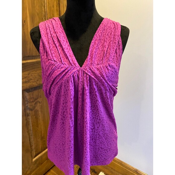 New York Co Blouse Size Large Top Pink Sleeveless V Neck Fuchsia Summer Stylish - Picture 2 of 7